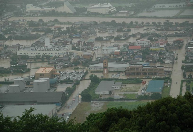 米之津川浸水状況画像