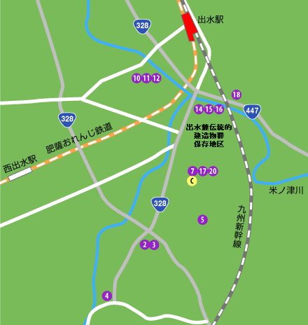 出水駅周辺広域マップ
